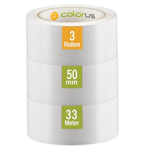 Colorus 3 x PVC Putzerband PLUS | Schutzband 50 mm 33 m weiß glatt | PVC Abklebeband für glatte und leicht raue Untergründe | PVC Klebeband für Innen und Außen | Weißes Klebeband UV-beständig Colorus 3 x PVC Putzerband PLUS | Schutzband 50 mm 33 m weiß glatt | PVC Abklebeband für glatte und leicht raue Untergründe | PVC Klebeband für Innen und Außen | Weißes Klebeband UV-beständig von Colorus