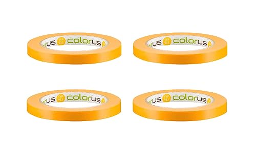 Colorus 4 x Profi Fineline Soft Goldband 12 mm x 50 m | Schmales Abdeckband für Lackierarbeiten | Maler Lackier Klebeband für exakte und scharfe Farbkanten | Konturenband Linierband Zierlinienband … von Colorus