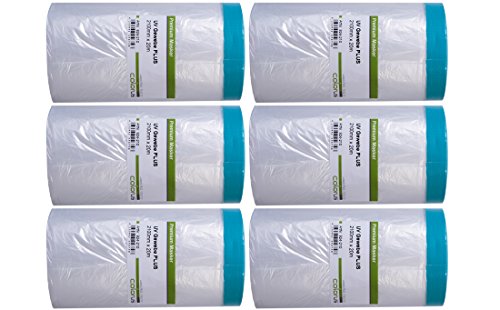 Colorus 6 x Masker Tape PLUS UV Gewebe 210 cm x 20m Abdeckfolie Maskerband in Spitzenqualität, für raue Untergründe von Colorus