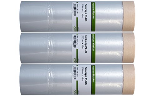 Colorus Masker Tape PLUS – 3 Rollen 270 cm x 16 m – Abdeckfolie mit Feinkrepp Klebeband | HDPE Folie selbsthaftend | Malerband für großflächiges Abkleben Colorus Masker Tape PLUS – 3 Rollen 270 cm x 16 m – Abdeckfolie mit Feinkrepp Klebeband | HDPE Folie selbsthaftend | Malerband für großflächiges Abkleben von Colorus