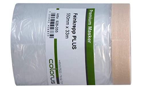 Colorus Masker Tape PLUS Feinkrepp 55 cm x 33 m | Abdeckfolie Malerkrepp Malerfolie | Maskerband für den Innenbereich von Colorus