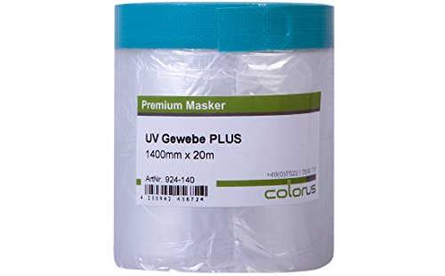 Colorus Masker Tape PLUS UV Gewebe 20 Meter mit 140 cm Abdeckfolie - Tape Folie Klebeband - Maskerband - Gewebemasker ? Abdeckband von Colorus