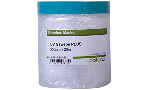 Colorus Masker Tape PLUS UV Gewebe 20 Meter mit 55 cm Abdeckfolie - Tape Folie Klebeband - Maskerband - Gewebemasker ? Abdeckband von Colorus