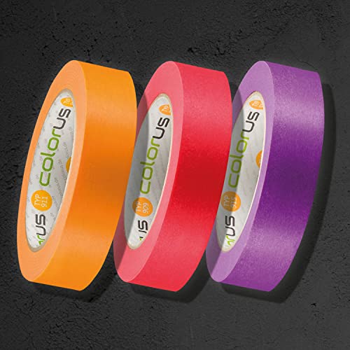 Colorus Premium Soft Tape Set 3 tlg | Malerband 30 mm x 50 m | Professionelles Abkleben | Abklebeband Innen & Außen | Fineline Abdeckband zum Lackieren | Klebeband für Wandfarbe | UV Band von Colorus