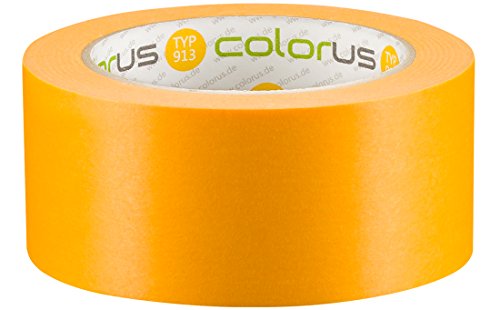 Colorus Profi Goldband Abklebeband 50 mm x 50 m | Dünnes Lackier-Klebeband für Innen, Außen, 90 Tage | Malerband Soft Tape für scharfe Farbkanten | Lack-Klebeband Lackier Abdeckband Washi Tape von Colorus