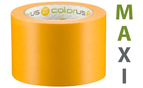 Colorus Profi MAXI Goldband Abklebeband 100 mm x 50 m | Lackier Klebeband für Innen und Außen 90 Tage UV-beständig | Malerband Soft Tape Extra Breit | Lack Klebeband Lackier Abdeckband Washi Tape von Colorus