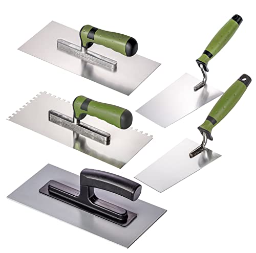 Colorus Stuckateurkellen Set 5 TLG. | Zahnkelle Glättekelle aus rostfreiem Edelstahl | Berner Putzkelle Stuckateurkelle | Glättekelle Kunststoff | Kellen Set Stuckateur-Set von Colorus