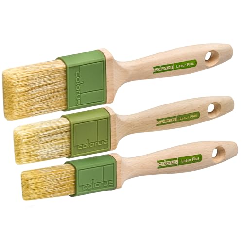 Colorus Lasurpinsel Set 3-teilig (30 mm 40 mm 50 mm) – Premium-Pinsel mit Naturborstenmischung für Lasuren – für dünnflüssige Lasuren, Holzöle und Dickschichtlasuren Colorus Lasurpinsel Set 3-teilig (30 mm 40 mm 50 mm) – Premium-Pinsel mit Naturborstenmischung für Lasuren – für dünnflüssige Lasuren, Holzöle und Dickschichtlasuren von Colorus