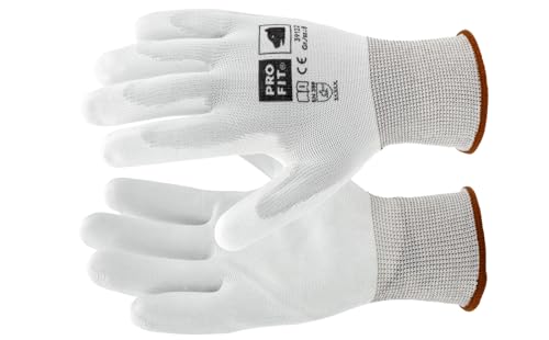 Profi Arbeitshandschuhe Feinstrick Nylon PU fein Weiss Gr. M (8) | Montagehandschuhe Gartenhandschuhe Baustellenhandschuhe | Handschuhe mit PU-Beschichtung | Arbeitsschutz Malerzubehör von Colorus