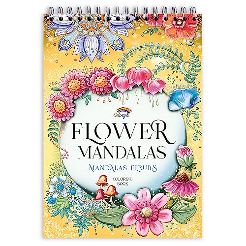 Colorya Mandala Malbuch für Erwachsene – Flower Mandalas – Entspannendes A4 Anti-Stress Malbuch – Spiral-Malbücher mit Künstlerpapier ohne Durchdrücken – Blumen Mandalas für Erwachsene von Colorya