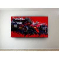 Ferrari F1 2022 Car Livery Öl Farbe Design Leinwand Druck Wand Kunst Wand-Dekor Fan Poster von Coloryfy