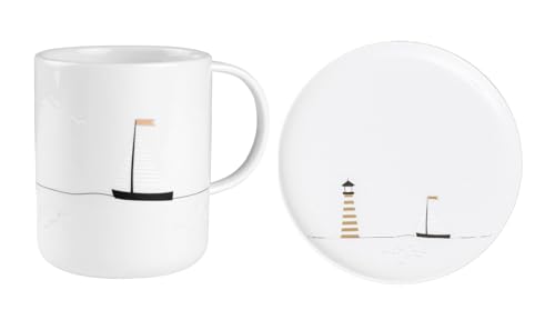 Colour-up 2er Set Geschenktasse und Teller 'Segeln' - Räder Design von Colour-up