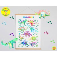 Kinder Dinosaurier Print | Namen Wandkunst Dino Poster Kinderzimmer Drucke Dekor von ColourPopPrintShopUK