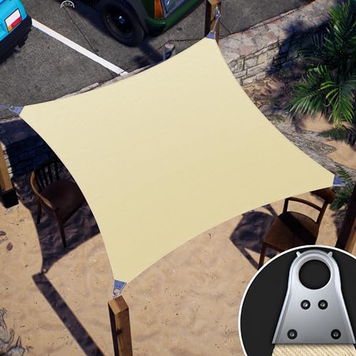 ColourTree 12' x 12' Square Beige Super Ring Sun Shade Sail Canopy Structure, Super Durable Heavy Duty, Reinforced Corners, Edges & 260 GSM Permeable Fabric ColourTree 12' x 12' Square Beige Super Ring Sun Shade Sail Canopy Structure, Super Durable Heavy Duty, Reinforced Corners, Edges & 260 GSM Permeable Fabric von ColourTree