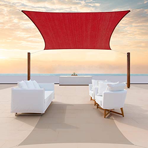 ColourTree 8' x 12' Red Rectangle Sun Shade Sail Canopy Awning Shelter Fabric Cloth Screen - UV Block UV Resistant Heavy Duty Commercial Grade - Outdoor Patio Carport - (We Make Custom Size) von ColourTree