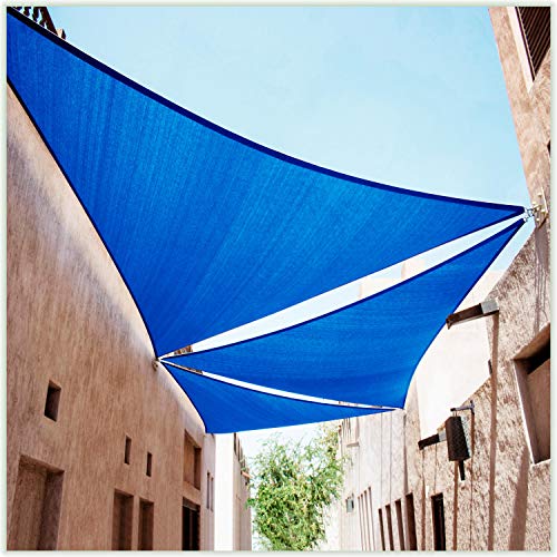 ColourTree CTAPT14 Sonnensegel, dreieckig, Netzgewebe, UV-Block, kommerziell, strapazierfähig, 190 g/m², Blau, 3 x 16 x 19,4 m von ColourTree