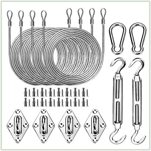 ColourTree Hardware-Kit für rechteckige/quadratische Sonnensegel, leicht zu spannen, 316 Edelstahl in Militärqualität (15,2 cm Hardware-Kit + Kabel) von ColourTree
