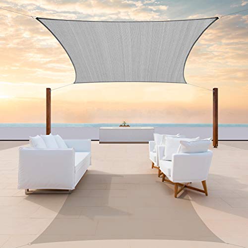 Colourtree TAPR0810 Sonnensegel, Maßgeschneiderte Größe, 2,1 x 3,6 m, LSF 50, UV-Block, rechteckig, kommerzieller Standard, strapazierfähig, 180 g/m², Grau von ColourTree