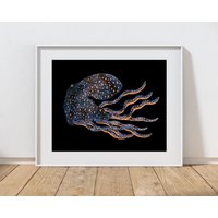 Tiefsee Oktopus Druck. Kinderkunst - Meeresleben Kunst Ozean Druck Für Kinder Illustration Kunstdruck Wanddekoration von ColourfulCreaturesUK