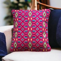 Retro Stickerei Kissen Bargello Boho Kissenbezug von ColourfulCushionsUK