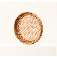 Serviertablett, Esszimmertablett Für Die Küche, Obst -/Brottablett, Rundes Dekoratives Tablett, Sora-Rattan-Tablett, Ess - Kaffeetisch-Tablett von ColourinaHome