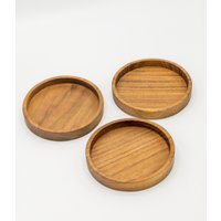 Teak Holz Untersetzer Set Handgefertigtes Geschirr | 3Er Set von ColourinaHome