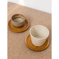 Teak Holz Untersetzer Set Rundes Holzgeschirr von ColourinaHome