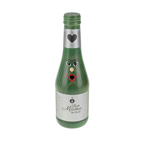 Colours-Manufaktur Räucherflasche - Räucherfigur Räuchermännchen Räuchergefäß Bier Sekt Bierflasche Jubiläum Vatertag Muttertag (Sekt 0,2 - Beste Mama, grün) von Colours-Manufaktur