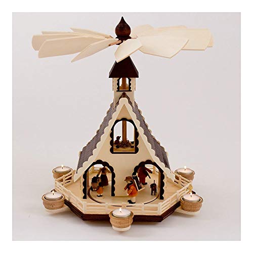 Colours-Manufaktur Weihnachtspyramide aus dem Erzgebirge mit Teelichtern * Modell: Kinder + Jäger + Katze + Mäuse * Colours-Manufaktur Weihnachtspyramide aus dem Erzgebirge mit Teelichtern * Modell: Kinder + Jäger + Katze + Mäuse * von Colours-Manufaktur