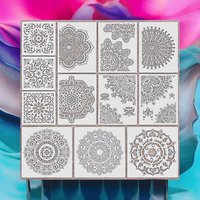12 Stück Mandala Schablonen Verschiedene Formate Möbel Textil Wandgestaltung Malen Nr. 134 250 Micron Mylar von Coloursforart