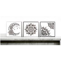 Fliesenschablonen 3 Stück Ornamente Mandala Set Nr. 244 Wandschablone Wandbordüre Vintage, 17, 5 cm X von Coloursforart