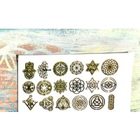 Heilige Geometrie 18 X Metall Aufkleber Blume Des Lebens, Metatron, Orgonit Set D von Coloursforart