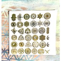 Heilige Geometrie 36 X Metall Aufkleber Set Venus Blume Des Lebens, Metatron, Orgonit Pyramide von Coloursforart