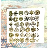 Heilige Geometrie 36 X Metallaufkleber Aufkleber Set Venus Blume Des Lebens, Metatron, Orgonit Pyramide von Coloursforart