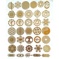 Heilige Geometrie 48 X Metall Aufkleber Set Jupiter Blume Des Lebens, Metatron, Orgonit Pyramide von Coloursforart