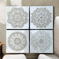 Mandala Schablone 30 X cm 4Er Set Xxl Je Nr. 187 Malerei Wandschablone, Für Betonplatten 250 Micron Mylar von Coloursforart