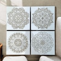 Mandala Schablone 30 X cm 4Er Set Xxl Je Nr. 187 Malerei Wandschablone, Für Betonplatten 250 Micron Mylar von Coloursforart