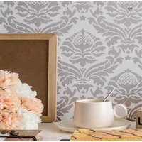Schablone Vintage Shabby Chic Xxl Muster Für Diy Dekoratives Wanddesign Kreative Wandgestaltung Nr. 209 von Coloursforart