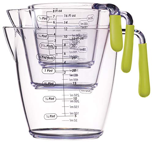 KitchenCraft Messbecher-Set mit Silikon-Griff , 3-Teilig, 200-900ml - Grün von Colourworks