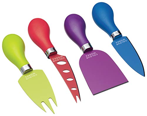 COLOURWORKS Käsemesser-Set, Edelstahl, Mehrfarbig, 24.5 x 18.5 x 3 cm, 4-Einheiten von Colourworks