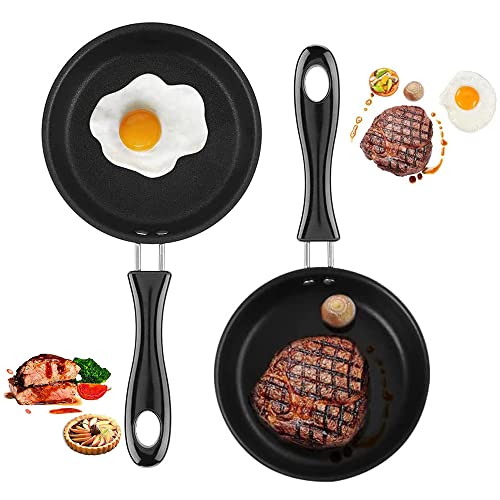 Colrid 2 Stück Mini Pfanne, Mini Antihaft Pfanne, Antihaftbeschichtung Omelettpfanne, Mini Bratpfanne, Zum Braten Von Eiern, Speck, Schinkenscheiben, Steaks, Eierbrötchen (12,7cm) von Colrid