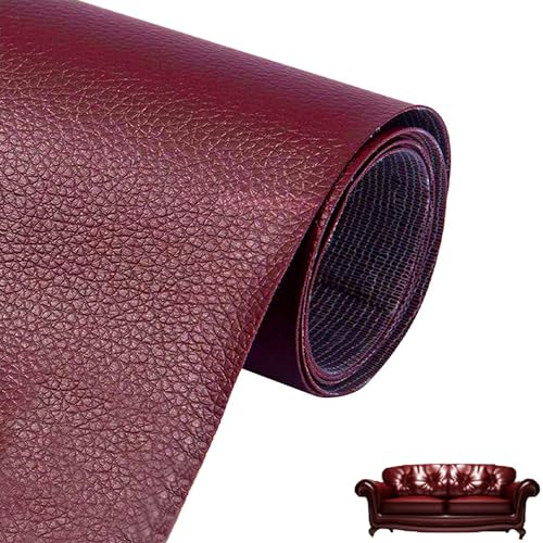 Leder Reparatur Set Patch Kit, 30 x 200cm Selbstklebend, Selbstklebende PU Folie, Kunstleder Meterware, Kunstleder Reparaturset für Couch Autositz Sofa Möbel Leder Reparatur Jacken (Tiefrot) von Colrid