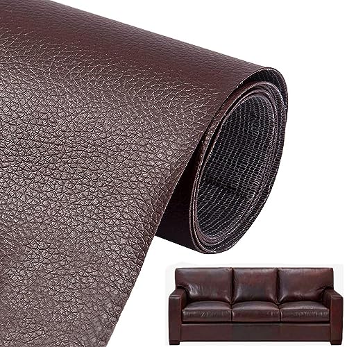 Leder Reparatur Set Patch Kit, 60 x 137cm Selbstklebend, Selbstklebende PU Folie, Kunstleder Meterware, Kunstleder Reparaturset für Couch Autositz Sofa Möbel Leder Reparatur Jacken (Braun) von Colrid