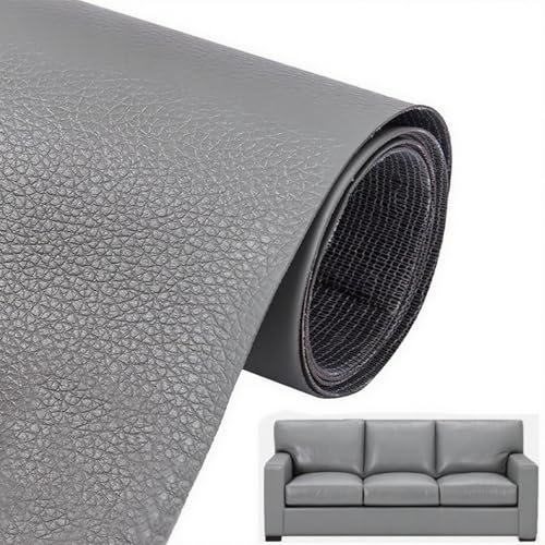 Leder Reparatur Set Patch Kit, 60 x 137cm Selbstklebend, Selbstklebende PU Folie, Kunstleder Meterware, Kunstleder Reparaturset für Couch Autositz Sofa Möbel Leder Reparatur Jacken (Grau) von Colrid