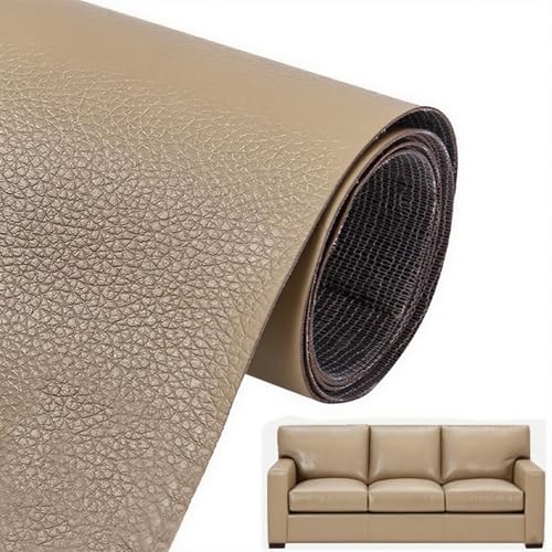 Leder Reparatur Set Patch Kit, 60 x 137cm Selbstklebend, Selbstklebende PU Folie, Kunstleder Meterware, Kunstleder Reparaturset für Couch Autositz Sofa Möbel Leder Reparatur Jacken (Khaki) von Colrid