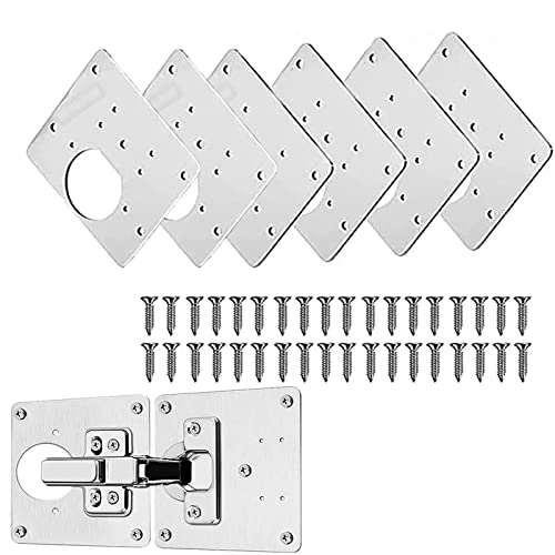 Scharnier Reparaturplatte, 6 Stück Edelstahl Scharniere Reparaturset Küchenschrank Reparaturplatten mit Schrauben für Holzmöbel, Küche, Schranktür, Möbel, Schrankscharnier, mit Schrauben von Colrid