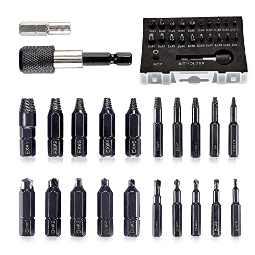 ColumPRO 22-teiliges Schraubenausdreher Set für beschädigte Schrauben, HSS 6542 Stahl 68 HRC Härte,für beschädigte Schrauben 2-12mm,mit magnetischem Verlängerungs-Bithalter und Stecknuss-Adapter von ColumPRO