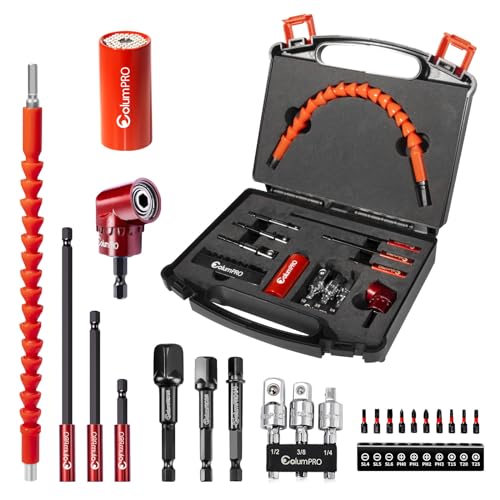 ColumPRO 22PCS Flexibles Bohrer-Verlängerungs set, Bohrer-Verlängerung, Universal-Einsatz, rechtwinkliger Bohraufsatz, Bohrerhalter-Set, Steckschlüssel-Adapter-Set & Schraubendreher-Bit-Set ColumPRO 22PCS Flexibles Bohrer-Verlängerungs set, Bohrer-Verlängerung, Universal-Einsatz, rechtwinkliger Bohraufsatz, Bohrerhalter-Set, Steckschlüssel-Adapter-Set & Schraubendreher-Bit-Set von ColumPRO