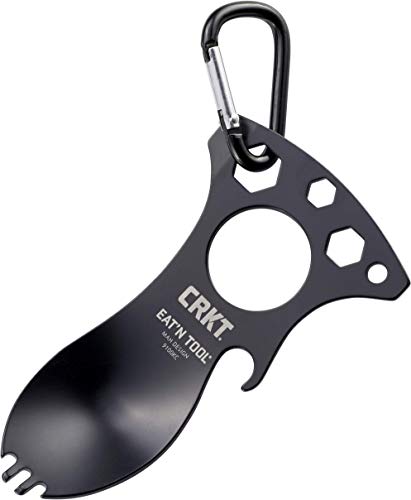 CRKT Eat'N Tool Outdoor Spork Multitool: langlebiges und leichtes Metall Multi-Tool für Camping, Wandern, Rucksackreisen und Outdoor-Aktivitäten, schwarz 9100KC von CRKT