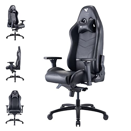 Com4Gaming Argon 2023 - Gaming Stuhl - Gaming Sessel mit Atmungsaktivem PU-Leder, Ergonomischer Schreibtischstuhl mit Kopfstütze, Onyx Black, max. 150 kg von Com4Gaming